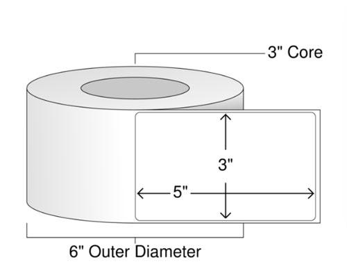3" x 5" White - Thermal Transfer Labels - 3" Core