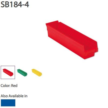 Plastic Shelf Bins - 18 x 4 x 4", 12/CT, Blue