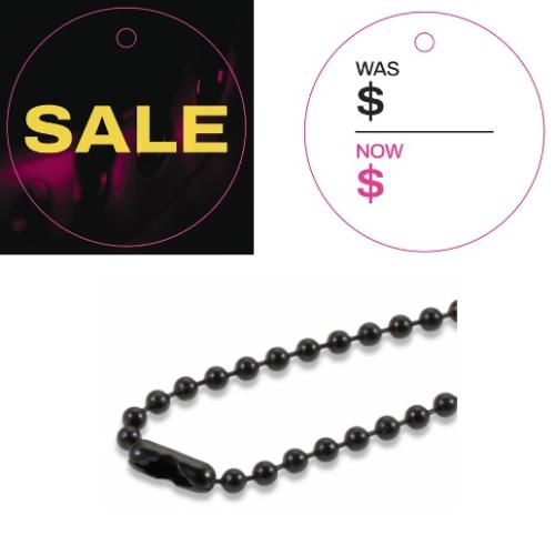 20 x Sales tags and 20 x Black Bead ball Chains 4 inch