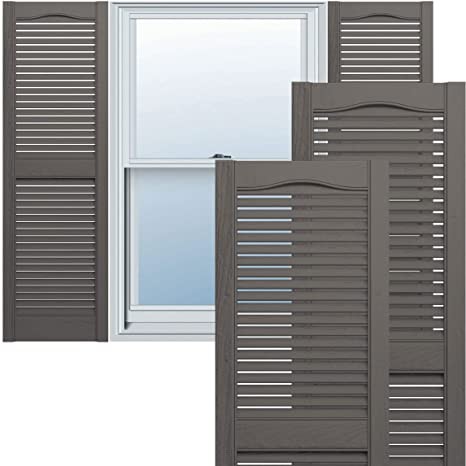 Open Louver Shutters 14-1/2"x43" Tuxedo Grey #018