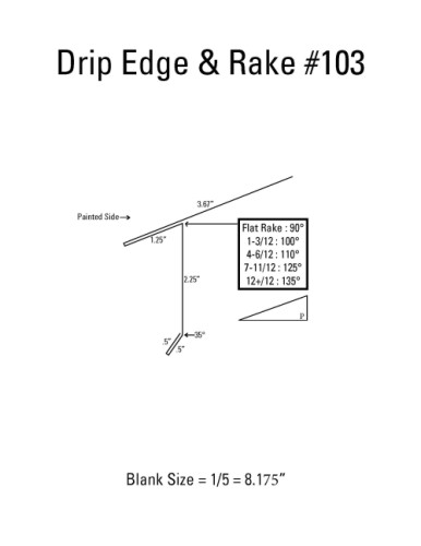 Flat Rake #103 3" Bare Galvalum e 10'4" Special Order - No Return