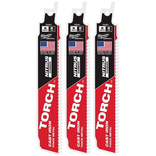 6" 8 TPI TORCH™ with NITRUS™ Carbide SAWZALL® Blade for Cast Iron (3 PK)