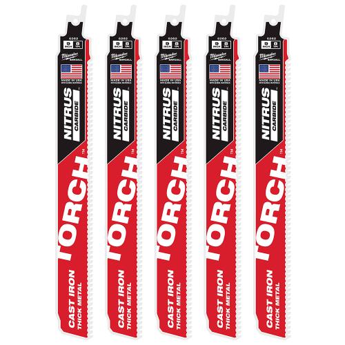 9" 8TPI TORCH™ with NITRUS™ Carbide SAWZALL® Blade for Cast Iron (5 PK)