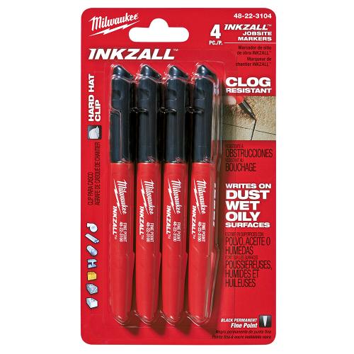 4PK INKZALL™ Black Fine Point Marker