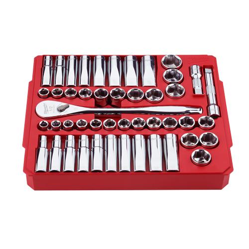 47pc 1/2" Drive Metric & SAE Ratchet and Socket Set with FOUR FLAT™ Sides