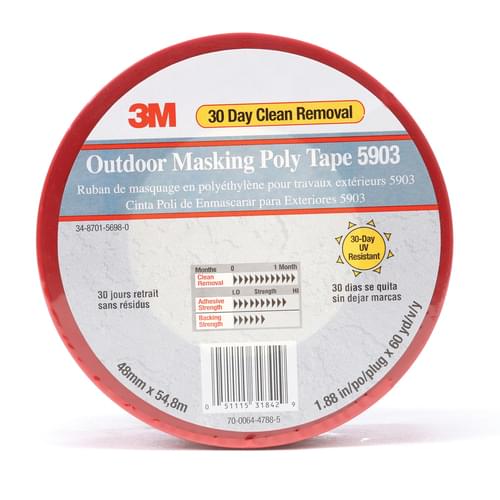 Outdoor Masking Poly Tape, 5903, red, 1.89 in x 60 yd (48 mm x 55 m), 24 per case