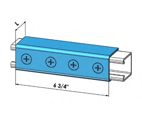 Strut 4 Hole Splice Plate For 1-5/8 Strut W/Clamp Nuts/Screws 