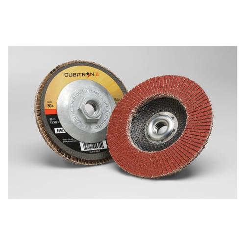 Cubitron, II Flap Disc, 967A, T29, Quick Change, 80+, Y-weight, 4-1/2 in x 5/8-11 in
