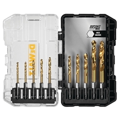 Twist Drill Bit Set With ToughCase;+ System, Imperial, 1/8 in Min Drill Bit, 3/8 in Max Drill Bit, 135 deg Drill Point Angle, 10 Pieces
