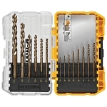 Drill Set, 1/16 in Min Drill Bit, 3/8 in Max Drill Bit, 135 deg Drill Point Angle, 14 Pieces