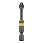 Impact Driver Bit, #1 Phillips; Point, 2 in OAL, 1/4 in, Steel