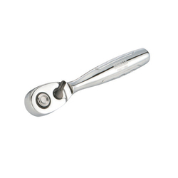 Hand Ratchet, 1/4 in Drive Pear Head 4 5-1/2 in OAL, Chrome Vanadium Steel, Full Polished