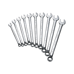 Anti-Slip Standard Length Combination Wrench Set, 10 Pieces, 10 to 19 mm