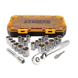 Combination Socket Set, 6 Points, 1/2 in Drive, 23 Pieces