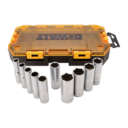 Deep Length Socket Set, 10 Pieces, Chrome Vanadium Steel, Polished