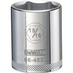 Socket, 1/2 in Drive Hex Drive, 15/16 in Socket, 6 Points