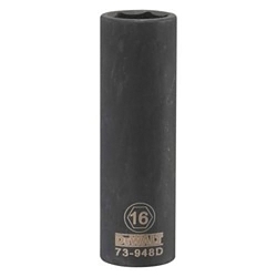 Deep Length Socket, 1/2 in, 16 mm, 6 Points