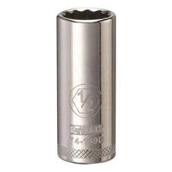 Deep Length Socket, 3/8 in, 1/2 in, 12 Points
