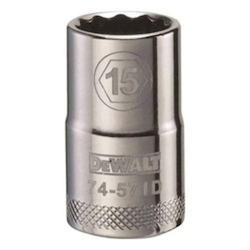 Socket, 1/2 in Hex Drive, 15 mm, 12 Points