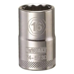 Socket, 1/2 in Hex Drive, 16 mm, 12 Points