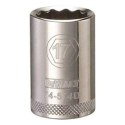 Socket, 1/2 in Hex Drive, 17 mm, 12 Points