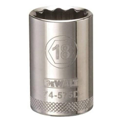 Socket, 1/2 in Hex Drive, 18 mm, 12 Points