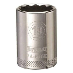 Socket, 1/2 in Hex Drive, 19 mm, 12 Points