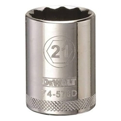 Socket, 1/2 in Hex Drive, 21 mm, 12 Points