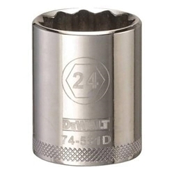 Socket, 1/2 in Hex Drive, 24 mm, 12 Points