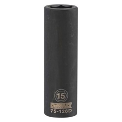 Deep Length Socket, 1/2 in, 15 mm, 6 Points