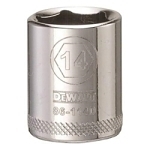 Socket, 1/4 in Hex Drive, 14 mm, 6 Points
