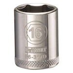 Socket, 3/8 in Hex Drive, 16 mm, 6 Points