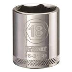 Socket, 3/8 in Hex Drive, 18 mm, 6 Points