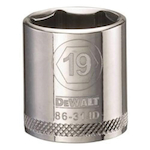Socket, 3/8 in Hex Drive, 19 mm, 6 Points