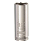 Deep Length Socket, 3/8 in Hex Drive, 12 mm, 6 Points