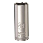 Deep Length Socket, 3/8 in Hex Drive, 14 mm, 6 Points
