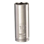 Deep Length Socket, 3/8 in Hex Drive, 15 mm, 6 Points