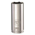 Deep Length Socket, 3/8 in Hex Drive, 17 mm, 6 Points