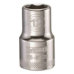Socket, 1/2 in Hex Drive, 12 mm, 6 Points