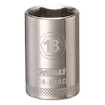 Socket, 1/2 in Hex Drive, 18 mm, 6 Points