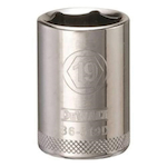 Socket, 1/2 in Hex Drive, 19 mm, 6 Points