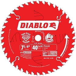 Combination Diamond Knockout Laser Cut Circular Saw Blade, 7-1/4 in Dia x 0.04 in THK