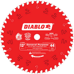Circular Saw Blade, 12 in Dia x 0.071 in THK, 1 in Arbor, 44 Teeth