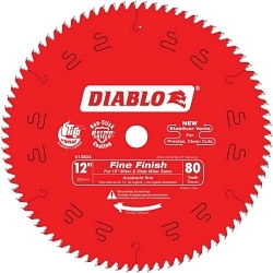 Circular Saw Blade, 12 in Dia x 0.087 in THK, 1 in Arbor, 80 Teeth