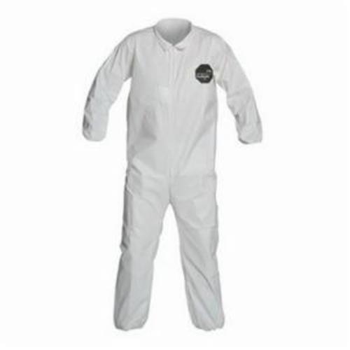 Collared Disposable Coverall With Elastic Wrist and Ankle, 2XL, White
