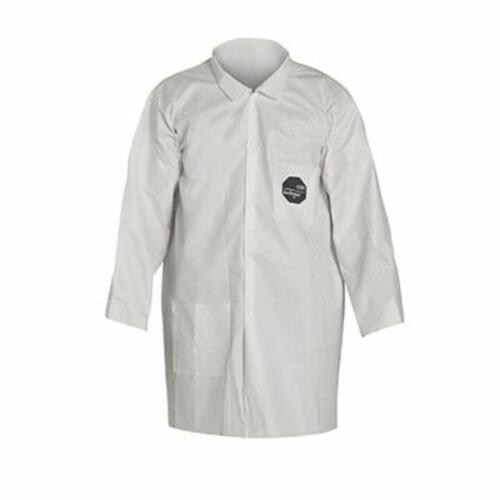 Standard Disposable Lab Coat With Laydown Collar, L, White