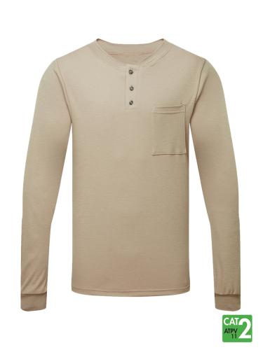 Henley Shirt Style 660 NS Khaki 6.9oz