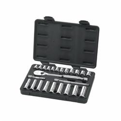 Socket Set, ASME B107.5M/B1007.10, 6, 12 Points, 3/8 in Drive, 24 Pieces
