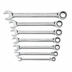 Long Length Combination Ratcheting Wrench Set, 7 Pieces