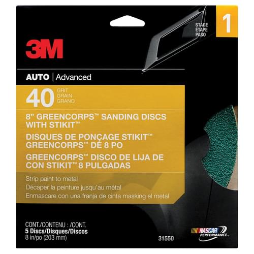 Green Corps, Sanding Disc with Stikit, Attachment, 31550, 40 grit, 8 in (20.32 cm) disc